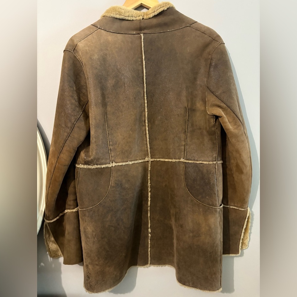 Andrew Marc Brown Leather Jacket with Cream Trim - Picture 10 of 10
